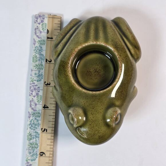 Partylite Frog Votive Candle Holder Green Ceramic Tea Light Retired - Picture 6 of 8